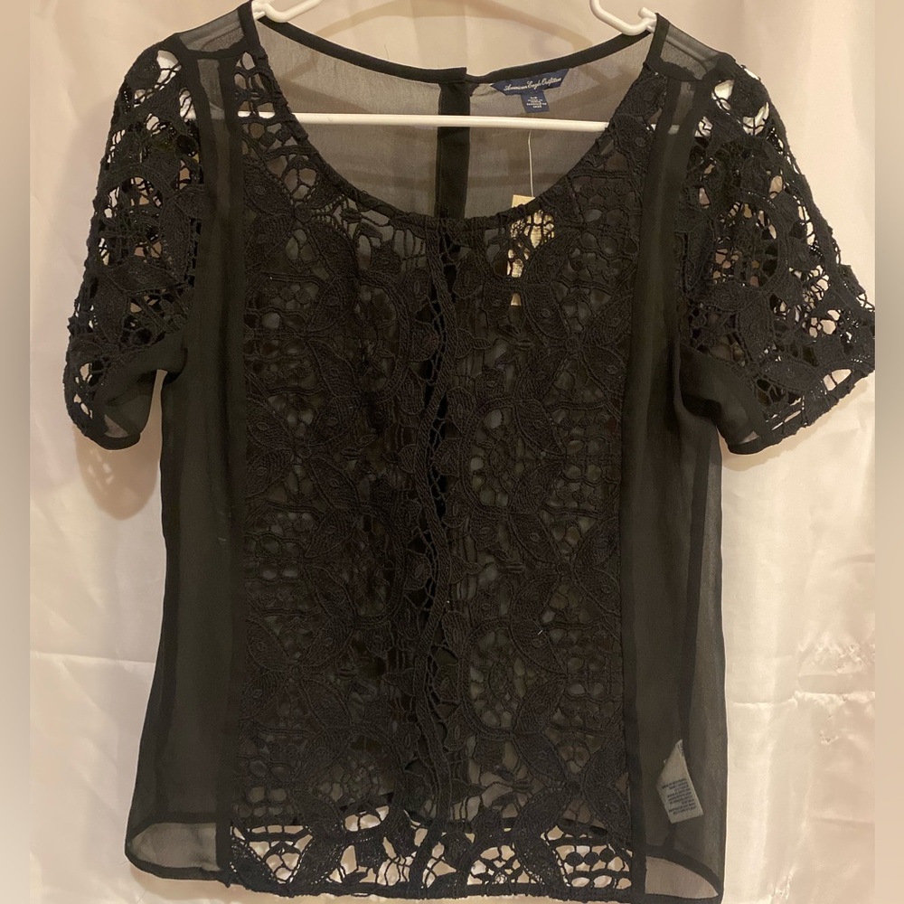 American Eagle Black Lace Shirt, new with tags
